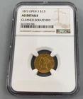 1873 P OPEN 3 US $2.50 Gold Liberty Coin NGC AU DETAILS Cleaned Scratched L25412