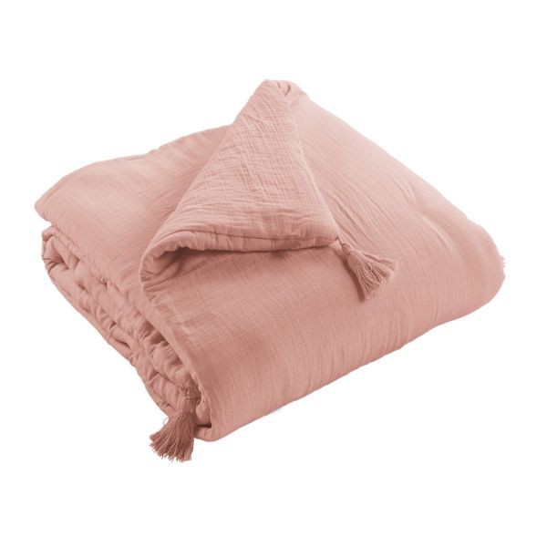 Bout de lit 90x200 cm en gaze de coton rose pour créer un cocon cocooning