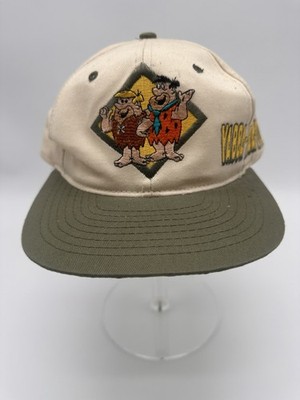 Vintage The Flintstones Fred Flintstone Snapback Hat 1994 Off-White with a green