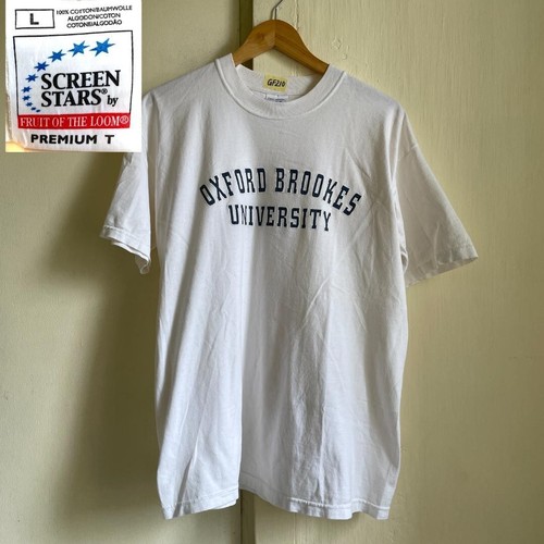 [GF210] T-shirt 00s vintage UK University White L Anniversary Single Stitch Used