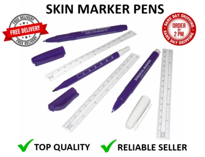 EASI MARK SKIN MARKER PEN TATTOO SURGICAL STERILE PURPLE REGULAR TIP + RULER EASI-MARK