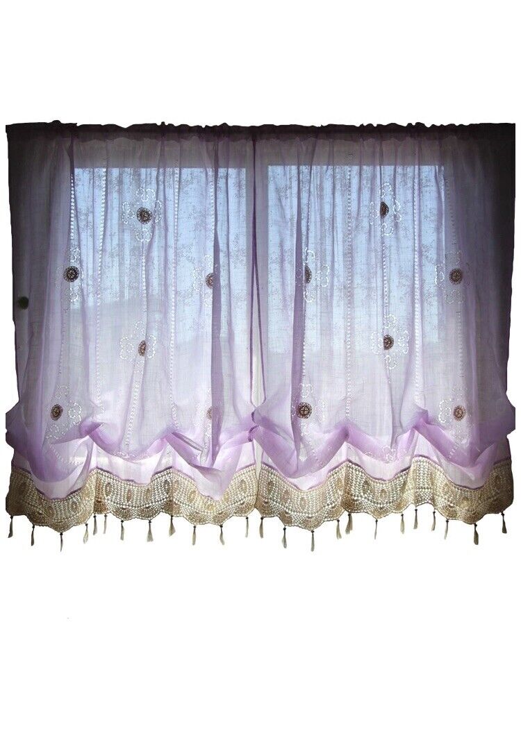 Balloon Curtains 58x69 Pastoral Adjustable Manual Hook Flower Shade Living Room For Sale Online EBay