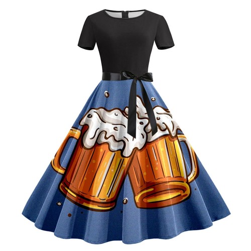 Damen Sommerkleid, lässig, Rundhalsausschnitt, kurzärmelig, abnehmbarer Gürtel, - Bild 2 von 33