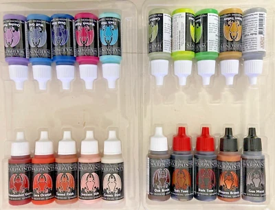 THE ARMY PAINTER 20x Army Painter Warpaints Dropper Bottles includes Metallic + Washes Free Brush