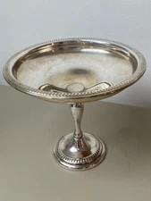 Vintage Silver-Plated Compote 6.5" Tall 7.25" Wide Mid Century Candy Dish USA