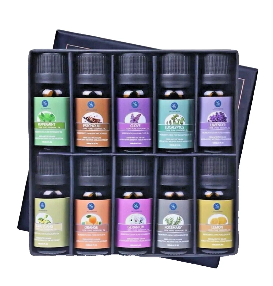 10 Lagunamoon Essential Oils,Top 10 Pure Aromatherapy Oils Gift Set all diffuser