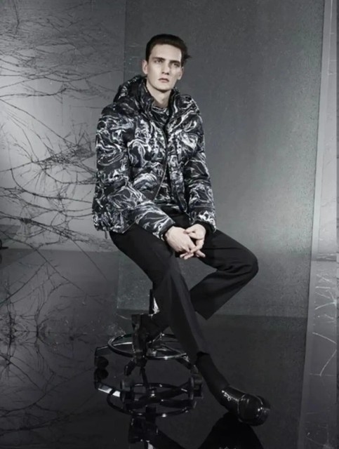Sandro Smoked Marble Puffer Jacket Size XL fits L