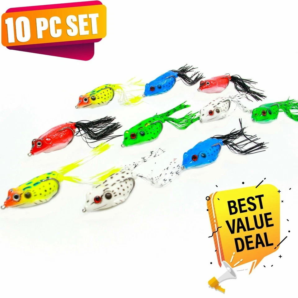 Lote de 10 señuelos de rana UFISH señuelos de rana de goma suave señuelo de rana bajo de agua superior Foto 2 de 4