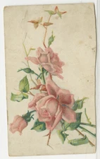 Best Wishes Colorful Red Roses & Thorns vintage c1910 G13