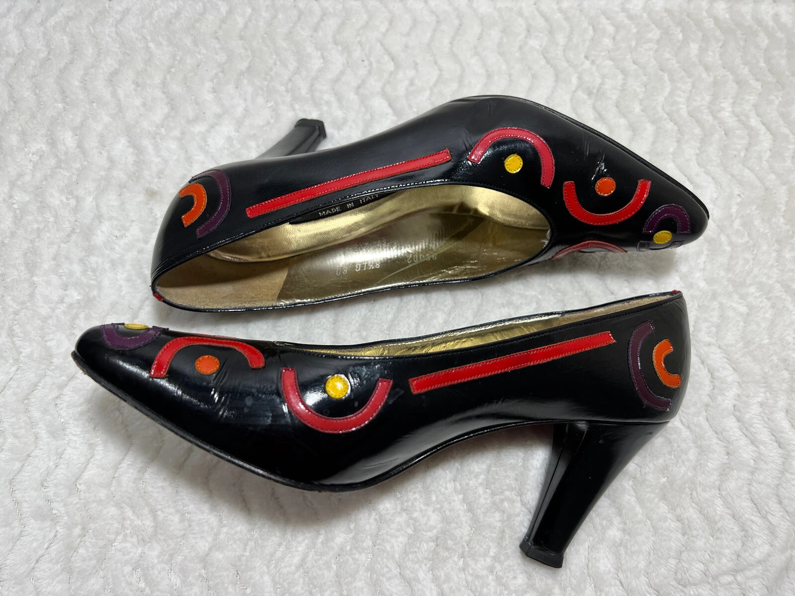 Scarpe Vintage Mario Valentino Tacchi Donna 8.5 LG Multicolore Pelle Made Italy