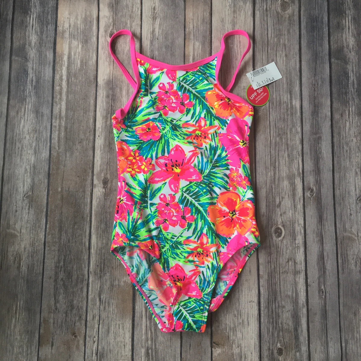 Children Place Swim Suit Girl S 5 6 Swimming Bathing One Piece Pink Floral New