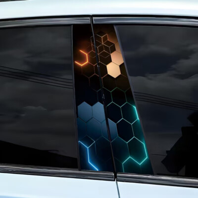 3D Honeycomb Design Car Center Pillar Sticker B-pillar Protective Film 2pcs Hot