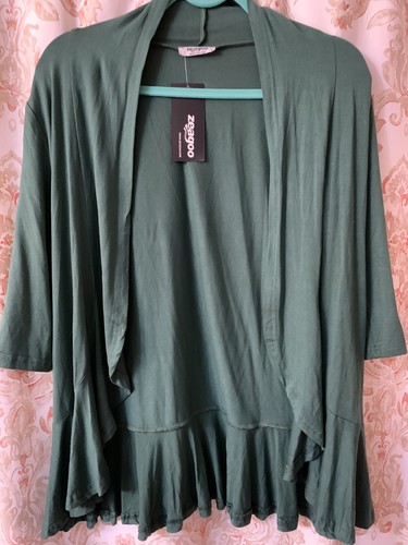 Maglione cardigan Zeogoo cascata verde aperto davanti taglia small nuovo con etichette - Foto 4 di 8