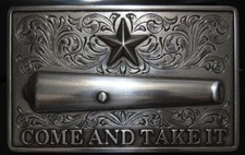 Nocona Silver Toned "Come and take it" Canon Belt Buckle 37103