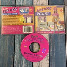 Barbie Print 'n Play Stationery Stickers Windows 3.1 / 95 PC Kids Software CD
