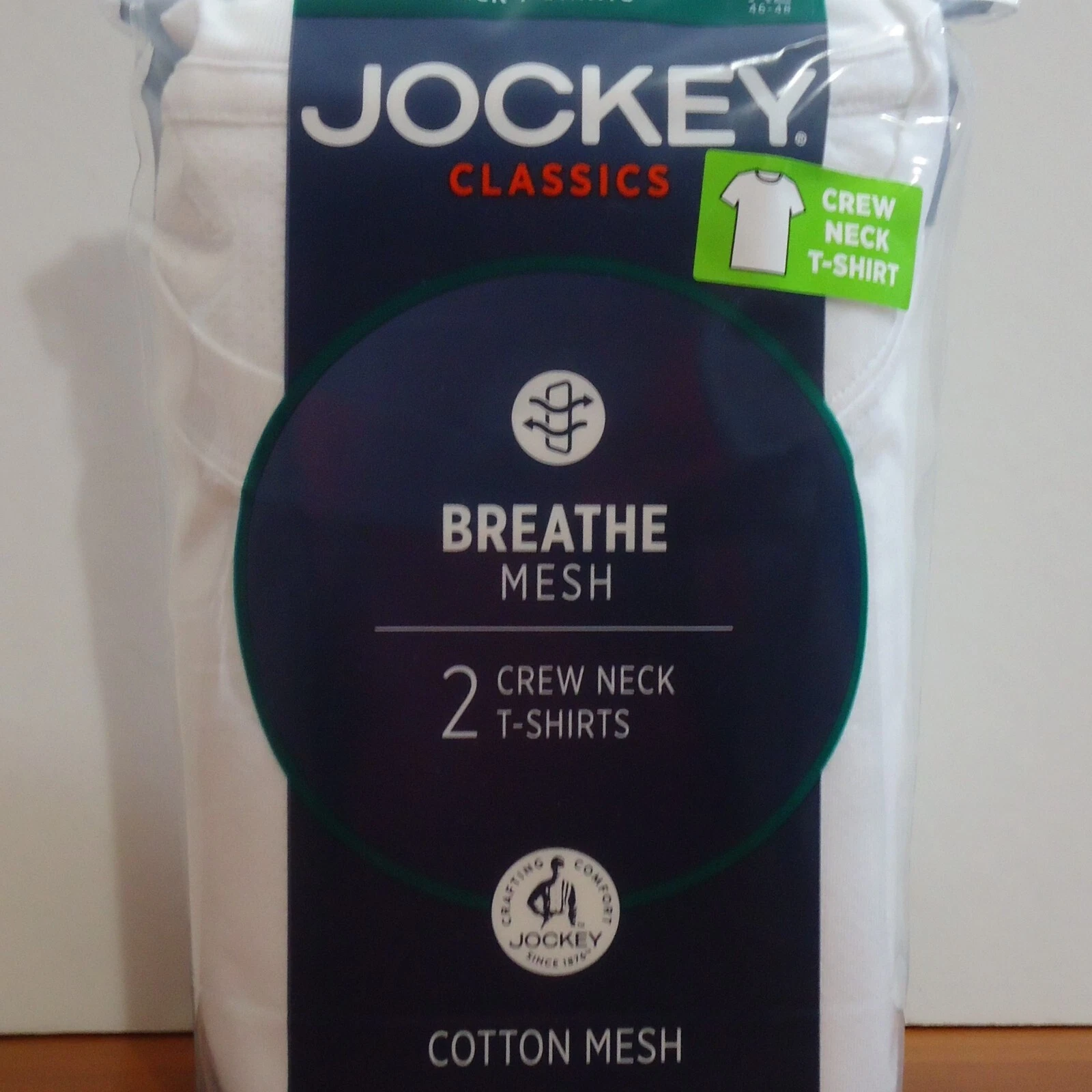 Men's 2-Pack Jockey Classic Breathe Mesh Crew Neck T-Shirts White Size 2XL