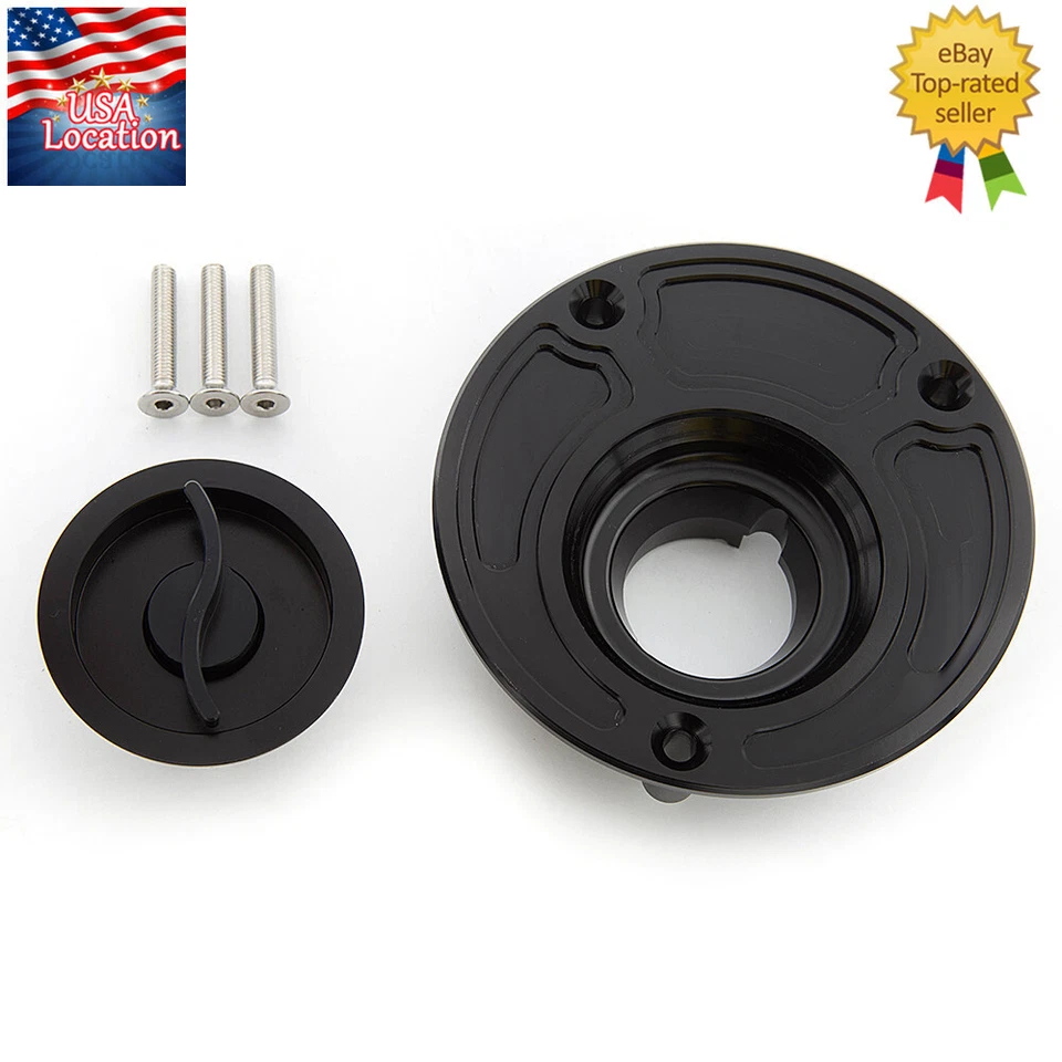 For Ninja ZX6R 2003-2006 ZX10R 2004-2005 CNC Gas Cap Tank Fuel Cover Keyless Oil - Image 2 of 4