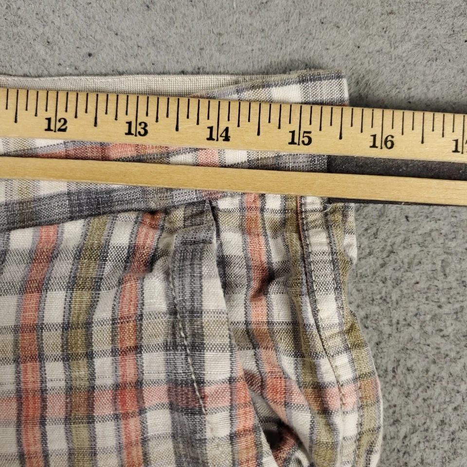 Pantalones Cortos Tommy Bahama Para Hombre Talla 30 Naranja Azul Lino a Cuadros Informales Frente Plano Chino Foto 4 de 4