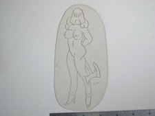 vtg 1960s 70s Tattoo Flash acetate stencil Executioner girl WMN4