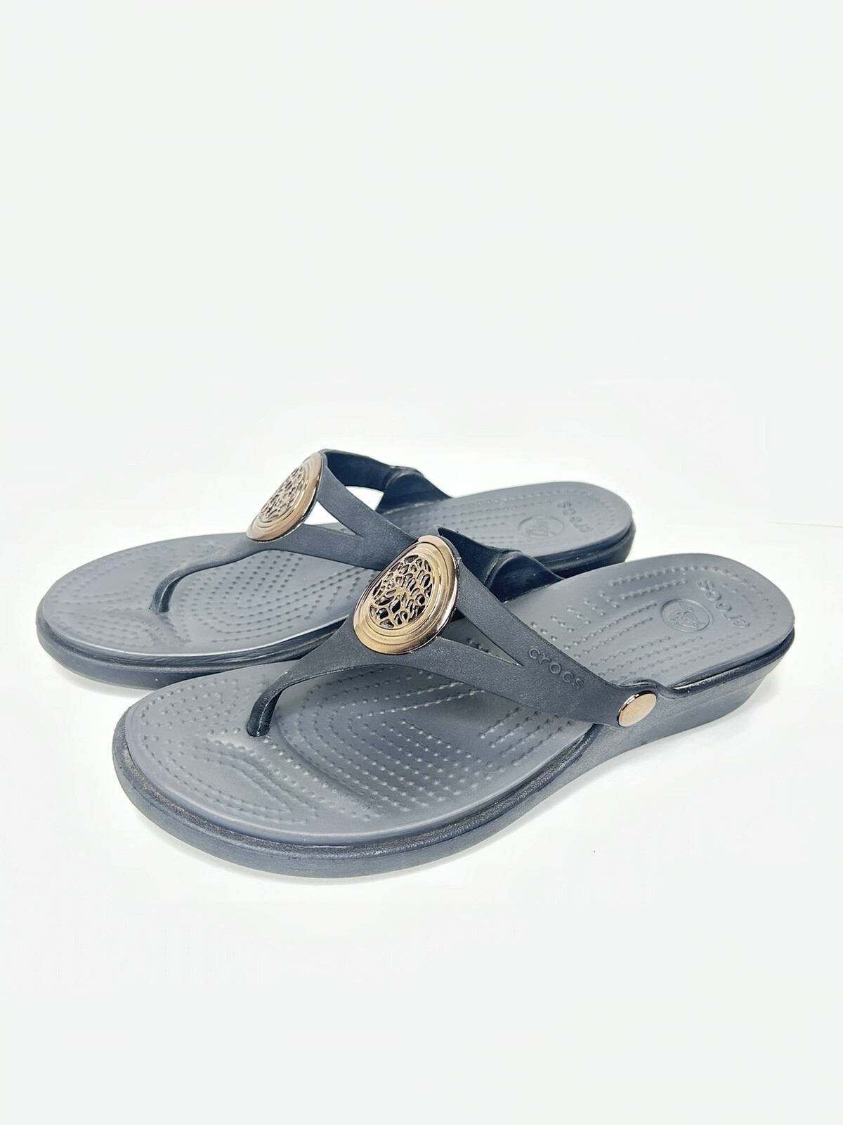 Crocs Womens Sanrah Circle Flip Flop Wedge Sandals Br… Gem