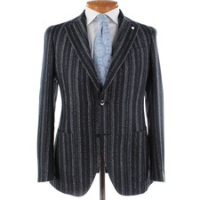 L.B.M. 1911 NWT Wool Blend Sport Coat Size 48R 38R US In Blue  Gray Striped
