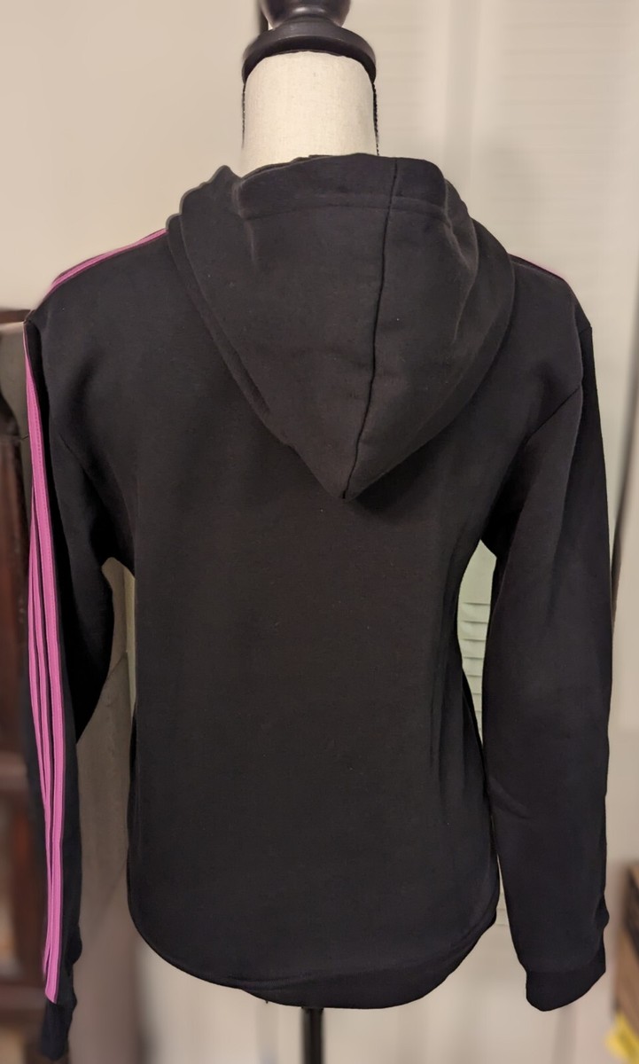 Adidas 3-Stripes Full-Zip Hoodie Sweatshirt Black Purple XS CL21