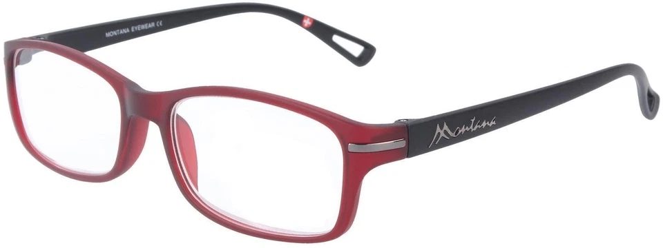 MONTANA EYEWEAR Lesehilfe / Lesebrille MR76 in Rot mit unterschiedlicher Stärke R / L und Etui