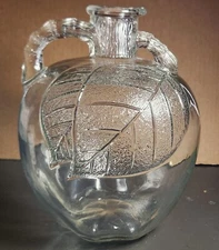 Vintage White House APPLE CIDER VINEGAR LEAF Pattern Glass Jug 8"  Tall 1930's