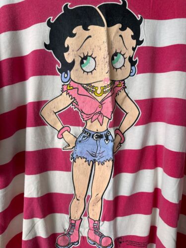 VTG USA 1995 Betty Boop Big Graphic Pink Striped  