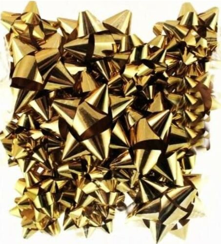 16 Christmas Metallic Bows Assorted Sizes Gold Xmas Decoration Gift Wrap... - Afbeelding 1 van 1