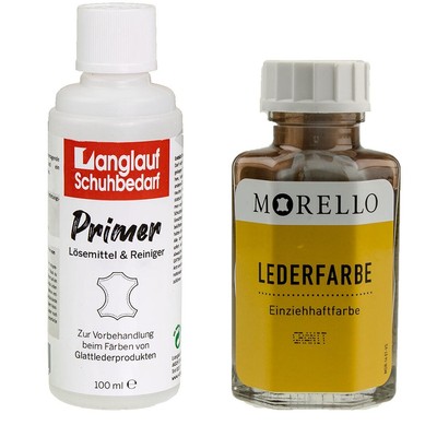 Morello Lederfarbe 40 ml + Langlauf Leder Reiniger + Primer 100ml im Set