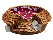 CUCCIA CANE GATTO CESTA IN VIMINI RIVESTIMENTO E CUSCINO DA CM 47 A CM 65