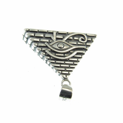 Solid 925 Sterling Silver Eye of Horus Pyramid Pendant, Ethnic Egyptian Jewelry - Picture 8 of 10