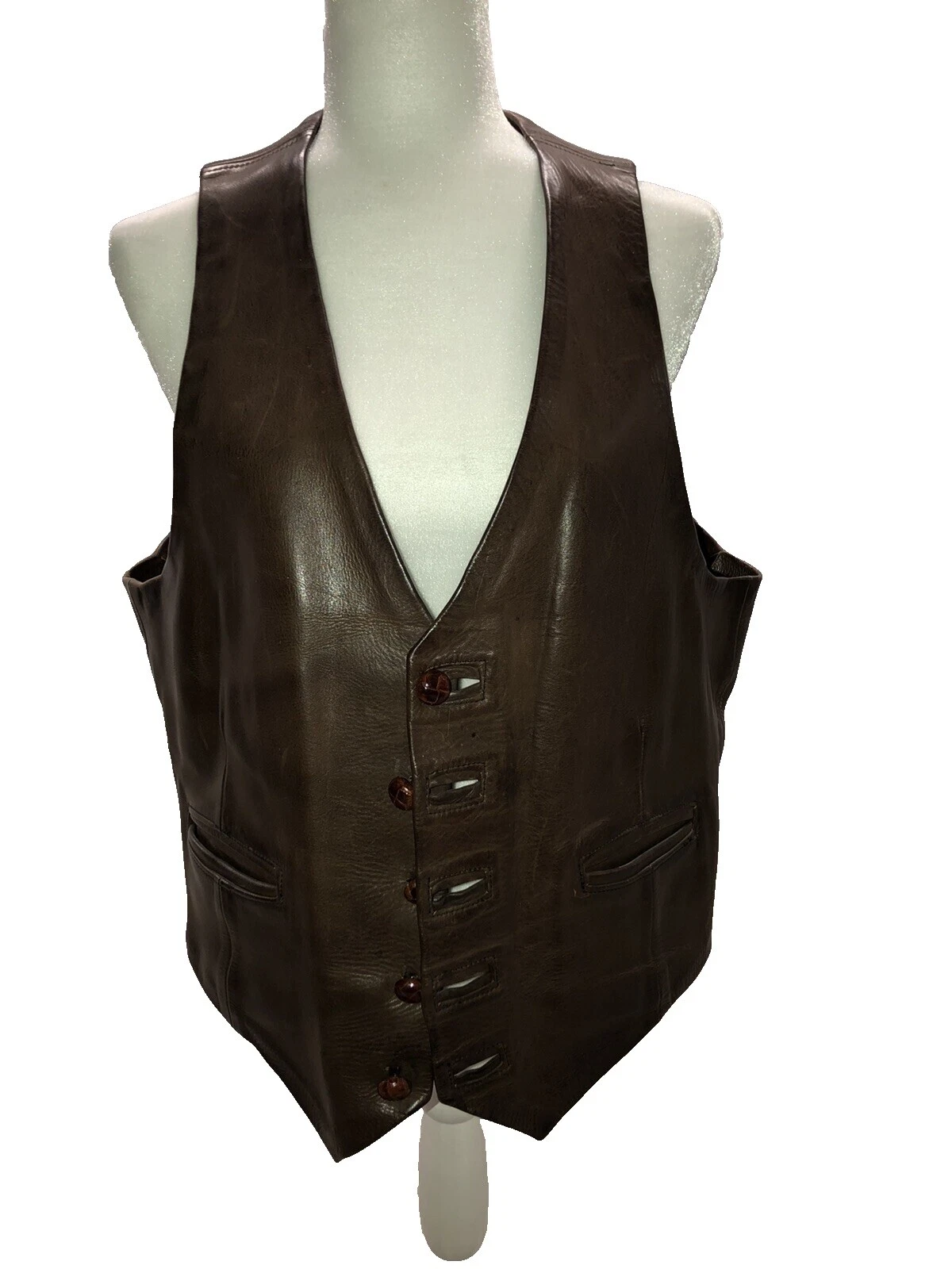 Brown Leather 1960s Vintage Vests for Men