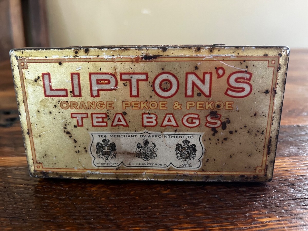 VINTAGE LIPTON TEA TIN BOX 15 ORANGE PEKOE TEA BAGS VINTAGE LIPTON TEA TIN BOX 15 ORANGE PEKOE TEA BAGS