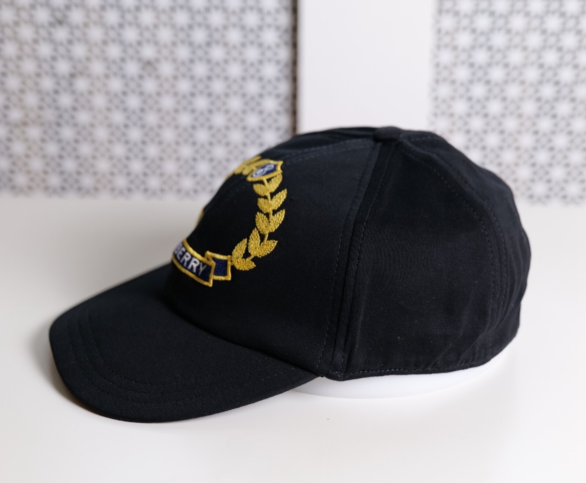 Burberry Oak Leaf Crest Embroidered Cotton Baseball Cap Black Medium 58 Logo NWT Check Cursive Logo Gabardine Baseball Cap in Black - Men  main image 4