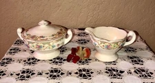 USA 1920's SUGAR & CREAMER SET - HOSTESS SET - MOUNT CLEMONS - MILDRED PATTERN