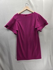 Vince Camuto Pink Zip Back Short Ruffle Sleeve Dress Size-6