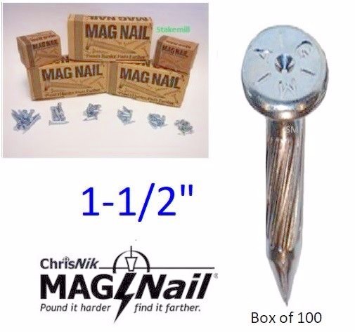 ChrisNik MAG NAIL 241500 Magnetic Survey Marker, 1-1/2" x 1/4" ~100 per box