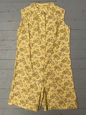 Vintage 1960  s Century Of Boston One Piece Yellow Floral Sleeveless Romper