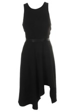 Calvin Klein Black Sleeveless Asymmetrical Hem High-Low Scuba Fit & Flare Dress