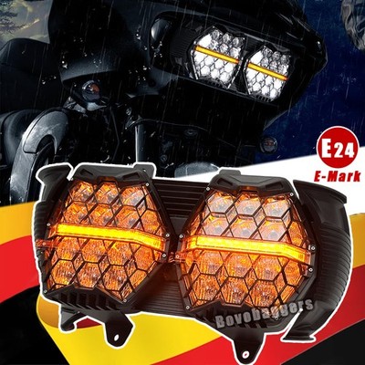E-24 Dual LED Scheinwerfer Mit Gelb DRL Für Harley Road Glide 2015-2023