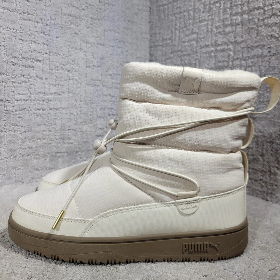 Puma Snowbae Women's Size 8 Off White Faux Fur Pull On Winter Boots 393920–02 - Image 2 of 4