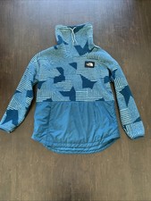The North Face Blue Geometric Riit Cowl Neck Pullover Fleece W/Pockets Women  s L