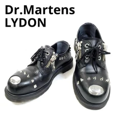 Dr. Martens Black/Silver LYDON Steel Toe Stud Zip 3 Hole Leather Shoes 6.5
