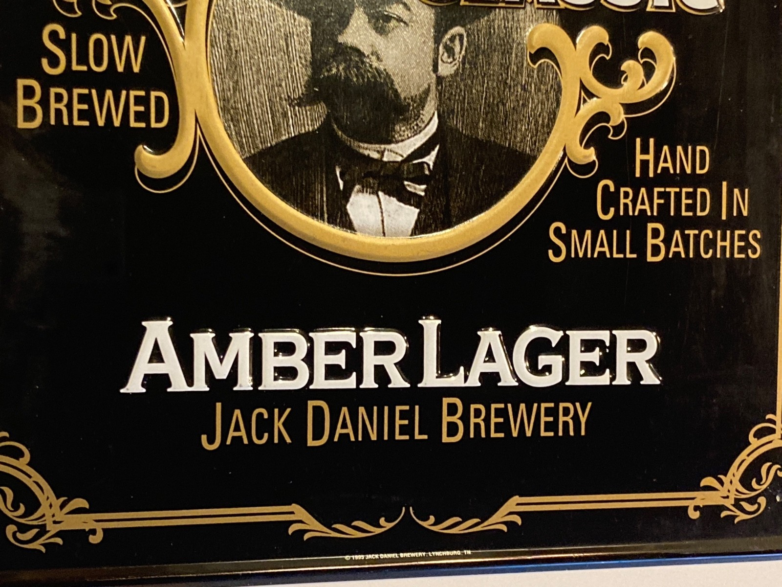 1995 Tin tacker 17X14 inch Jack Daniels Amber Lager BEER sign