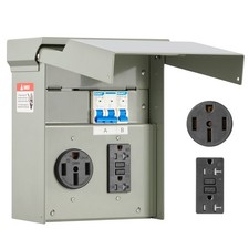 Temporary Power Outlet Panel, 20 50 Amp, RV EV Electrical Outlet Panel with NEMA