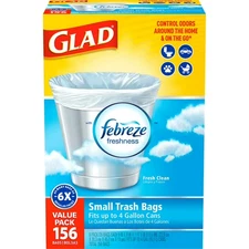Glad Small Twist-Tie Trash Bags,Fresh Clean Scent with Febreze Freshness,156 ct.