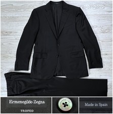 2019 4995 Ermenegildo Zegna "Trofeo" Milano Solid Black Suit, 40R 38R 50R Mila