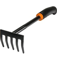 DE LUXE Garden Hand Rake 5 Tooth Mini Soil Cultivator Leveler Bed Debris Cleaner